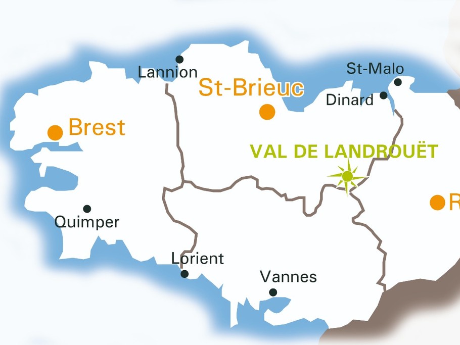 Val de Landrouet sur la carte de bretagne