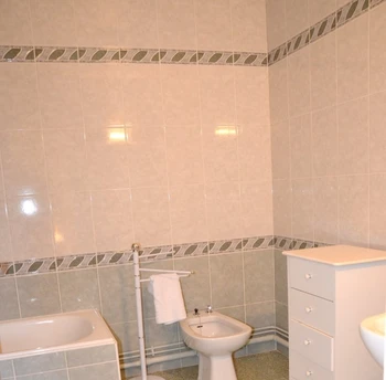 Salle de bains avec baignoire douche