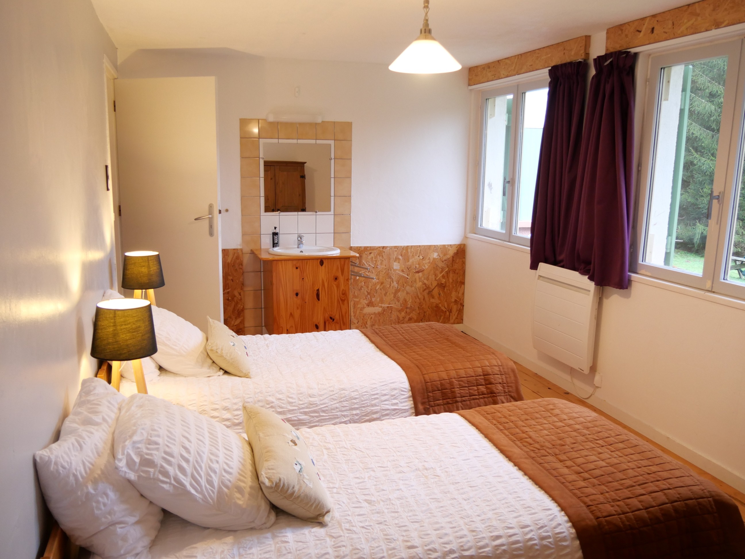 Chambre lits simples gîte Myrtille - Marmonfosse