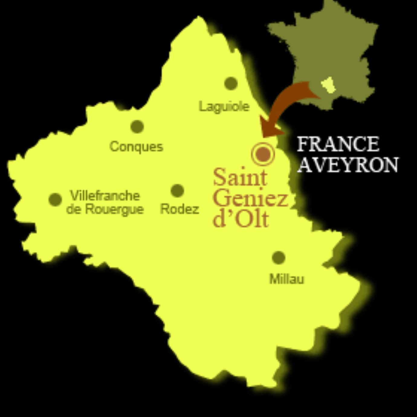 Localisation du gite en Aveyron
