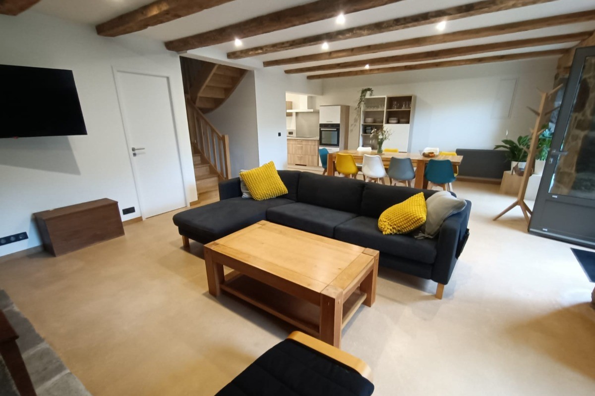 le salon avec poêle à bois
