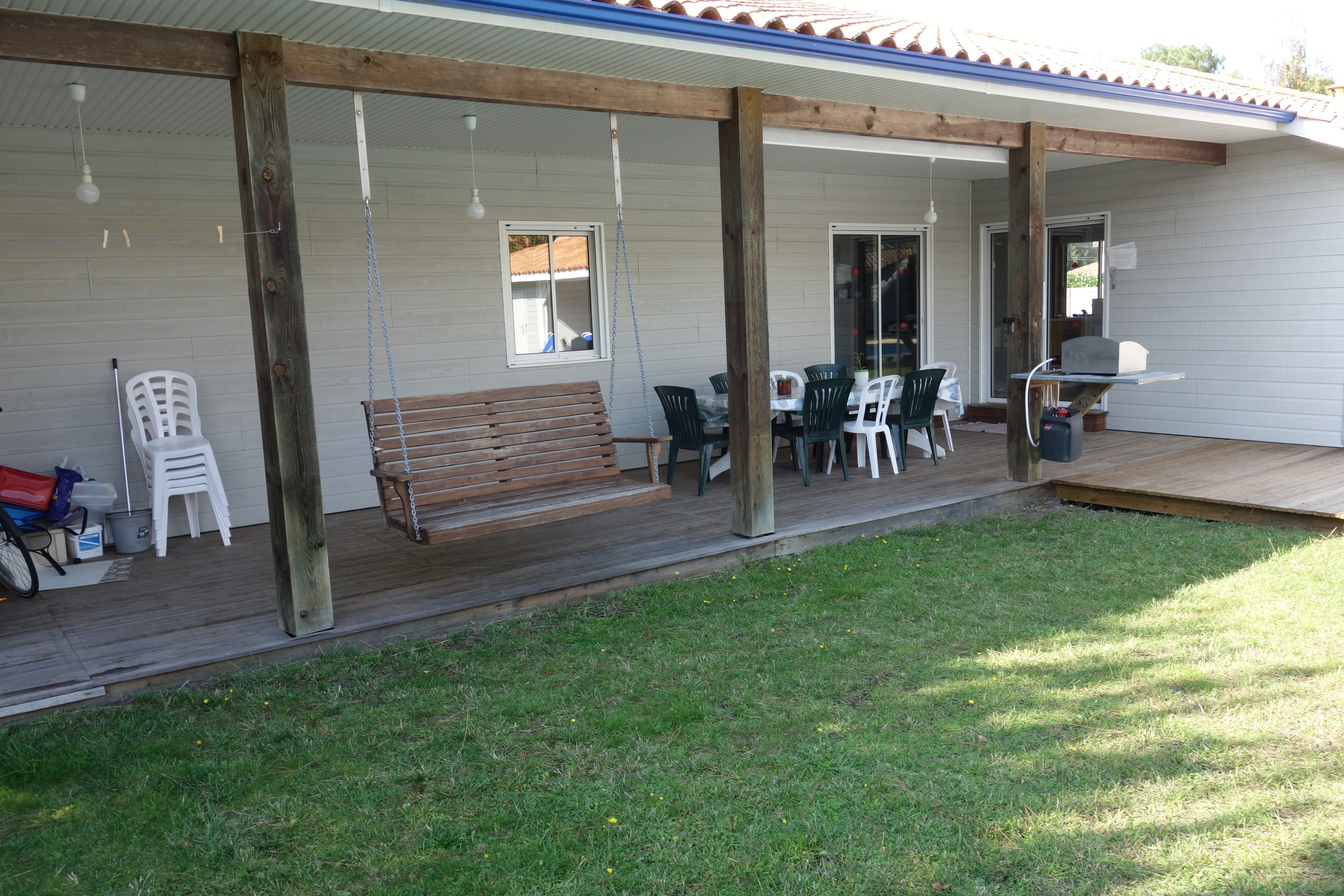 Espace terrasse extérieur - Maison l'Arbousier 8 personnes - piscine, calme et nature, Vieux Boucau, Landes