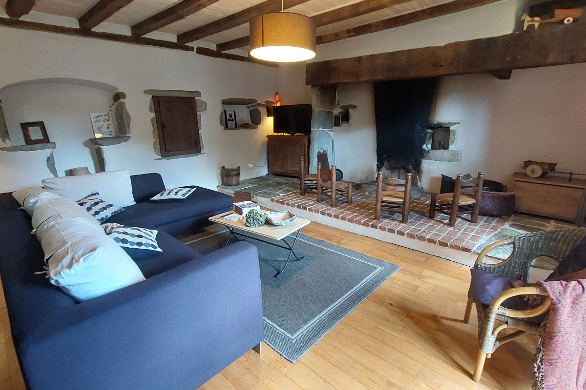 salon avec cheminée