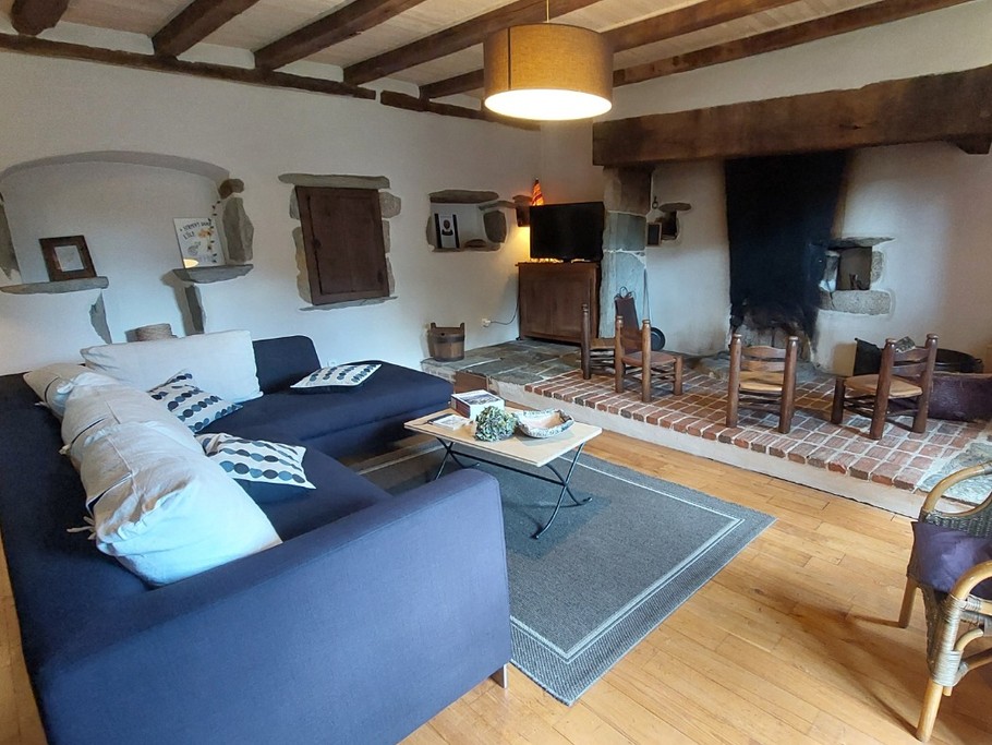 salon avec cheminée