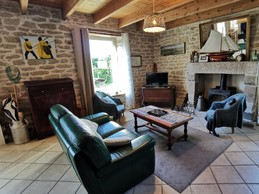 Living room with wood-burning stove