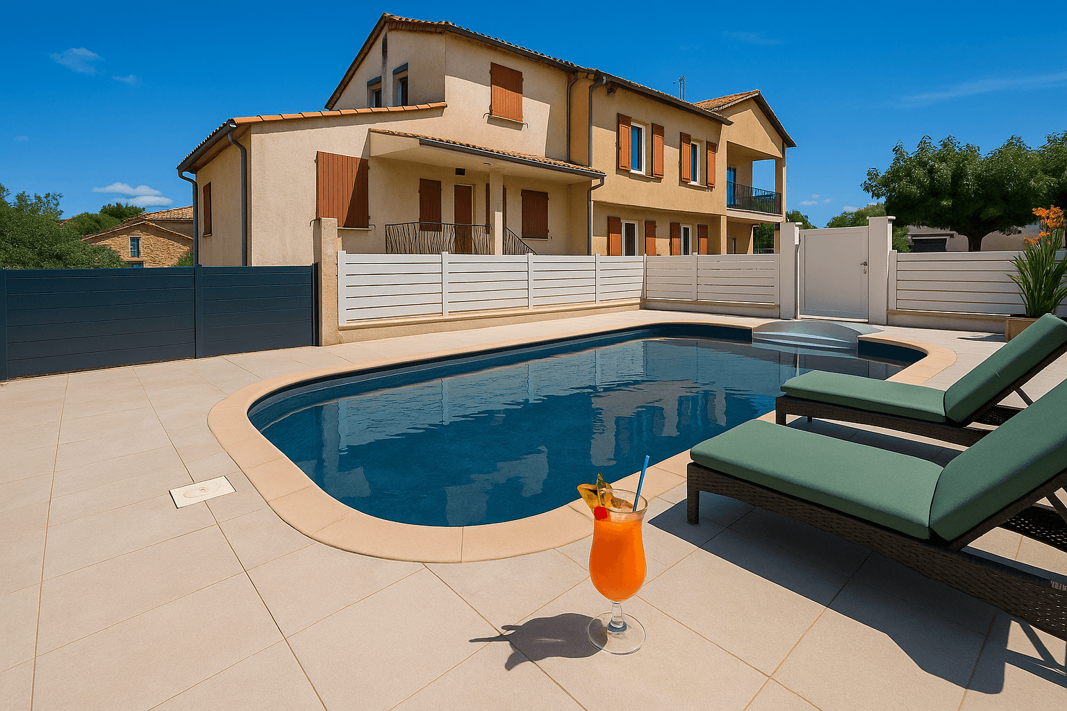 Ensemble gîtes, piscine