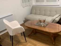 Bright living room of the holiday cottage in Champagnac