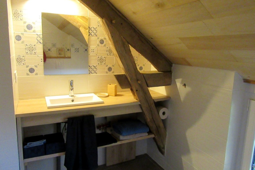 Salle de douche avec WC à l'étage - gîte LA BASCULE