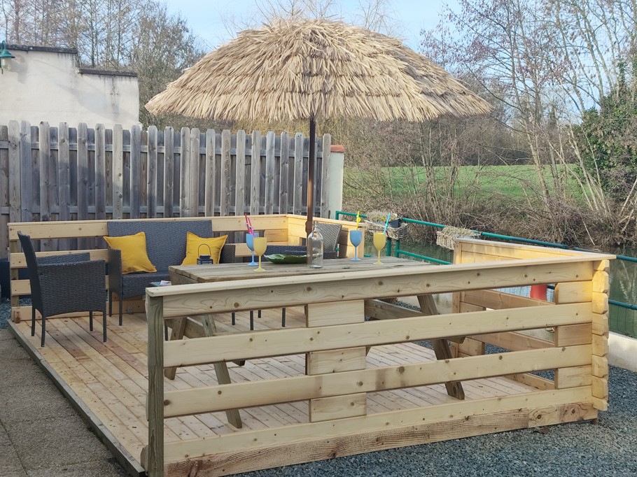 Wooden terrace by the water