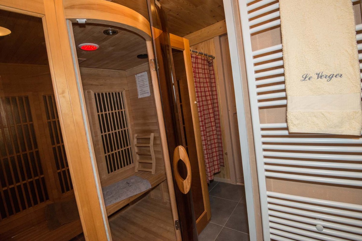 Sauna à infrarouge et chromothérapie, musique idéale pour la détente et  la préparation sportive, douche à l'italienne sur place