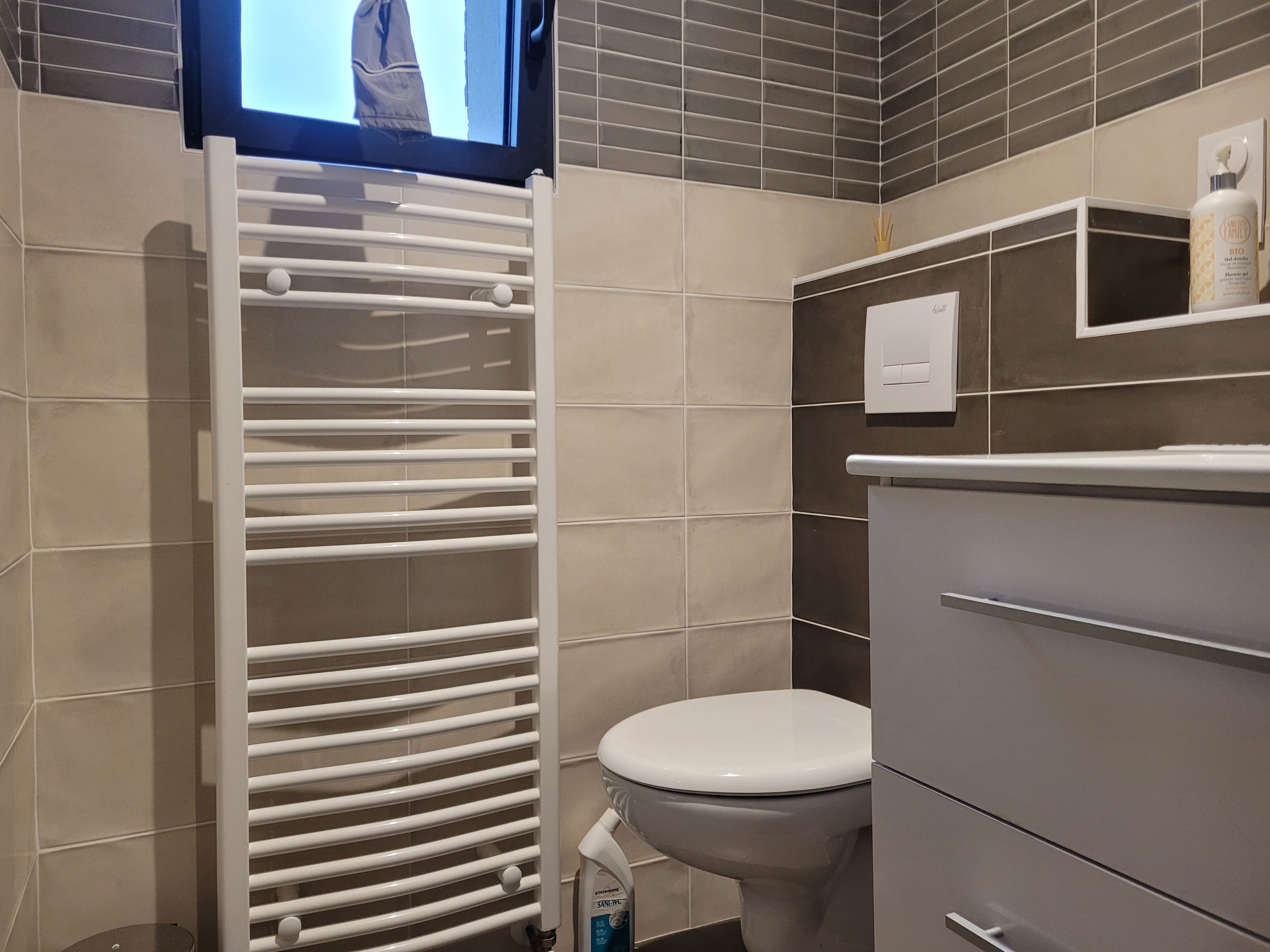 GOUEZEL, Pleneuf-Val-André, chambre essentielle, Henriade avec lit 160 et salle d'eau avec douche WC et lavabo