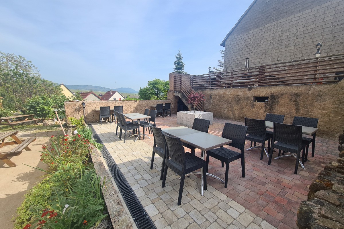 terrace, tables and chairs,