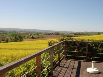 vue sur la vallée de la terrasse piscine  - Cadalen - Tarn