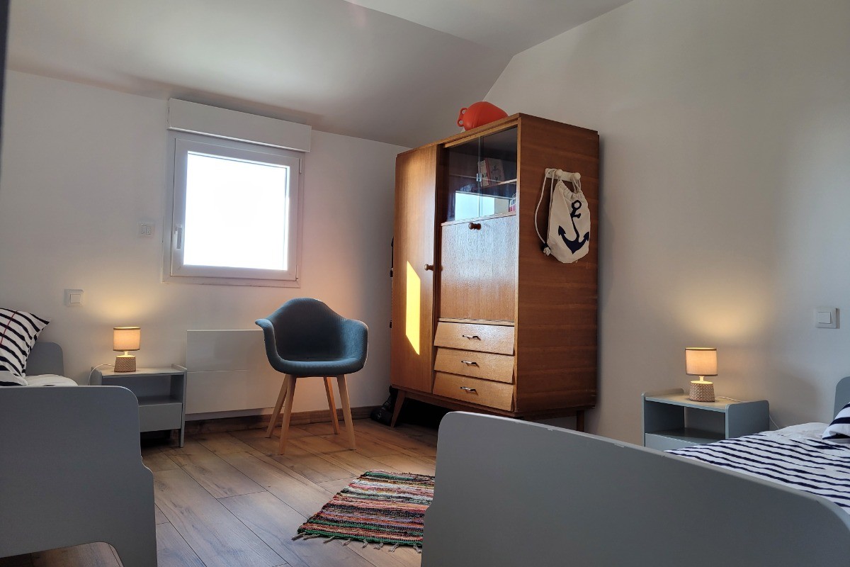 Le Moine, Location, Plouha, Point de la Tour, Clévacances, Chambre avec 2 lits simples