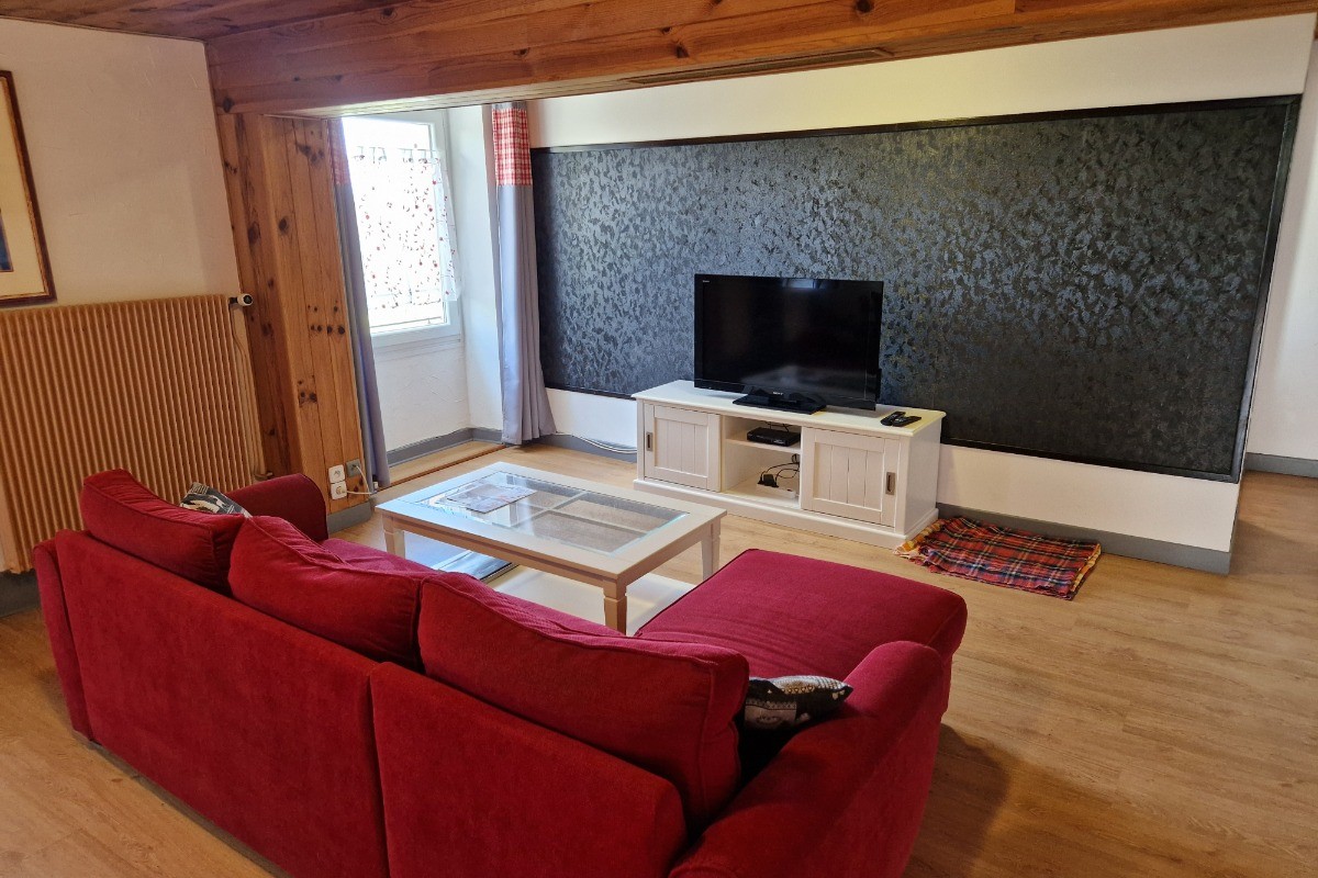 Salon avec télévision écran plat - Gîte Vosgien Chez Capucine et Mirabelle à BELLEFONTAINE 88