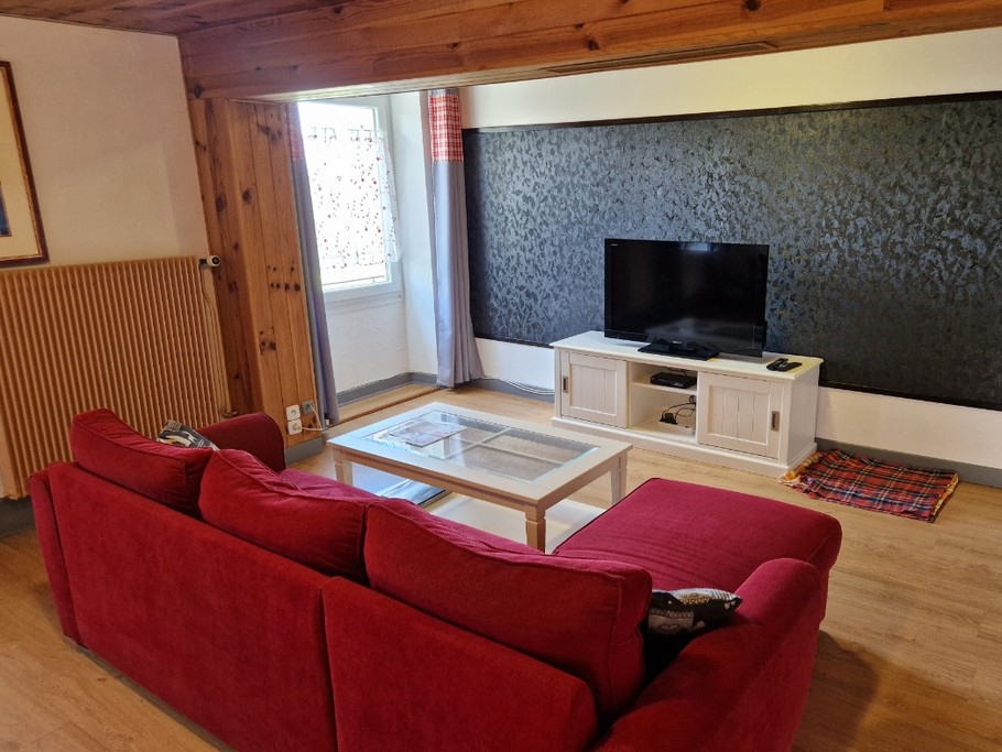 Salon avec télévision écran plat - Gîte Vosgien Chez Capucine et Mirabelle à BELLEFONTAINE 88