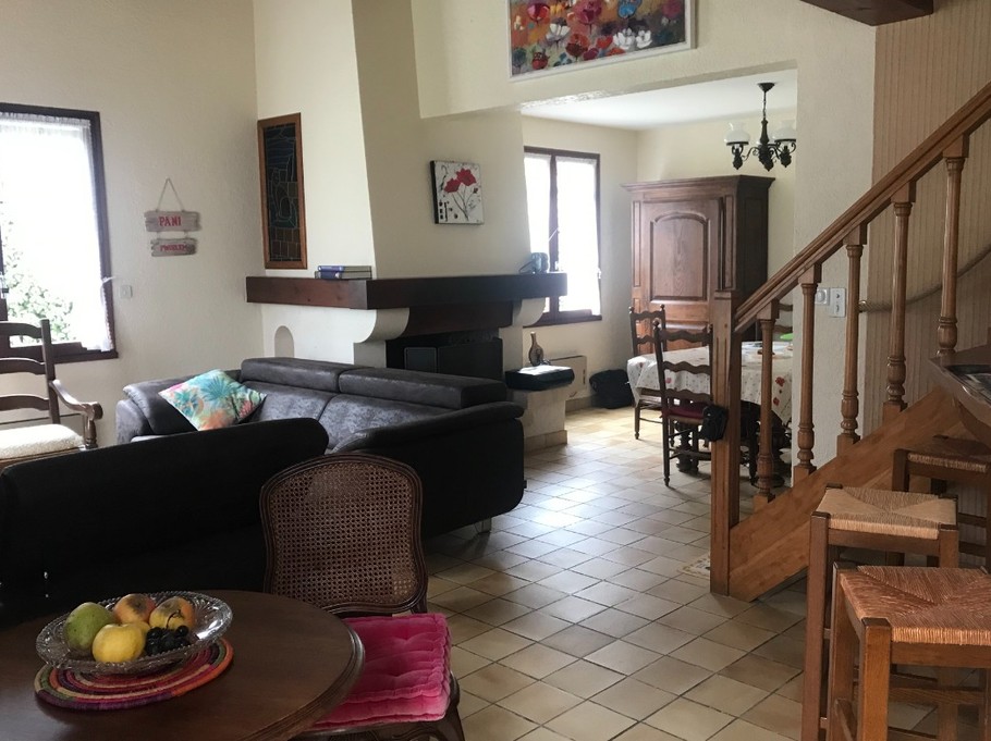 Pièce de vie salle a manger et cheminée