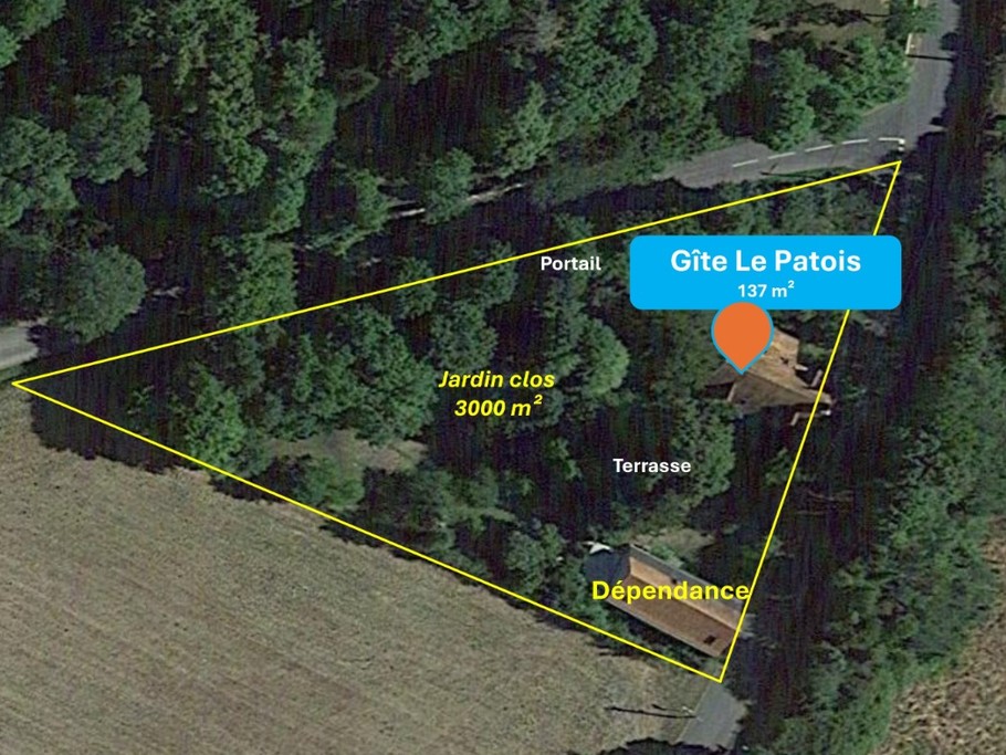 Plan de situation à Beaumont-sur-Dême à partir d'une vue Google Earth