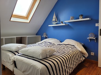 l'Ancre Violette, Bantas, Ploubazlanec, Loguivy, bedroom level 2, navy, bed 160