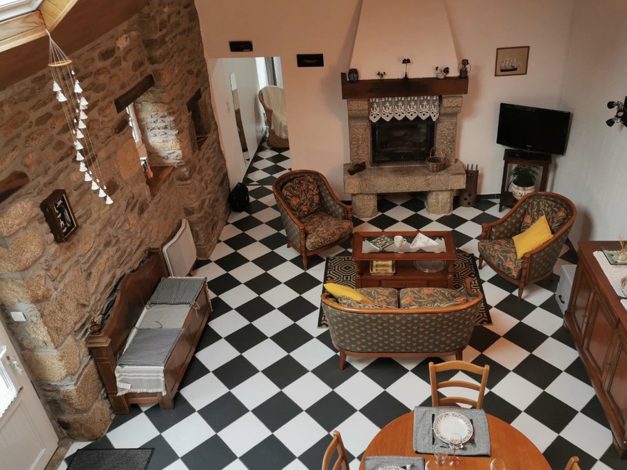 vue sur le salon séjour de la mezzanine