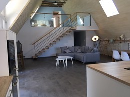 bright living room gîte sleeps 10 Cantal