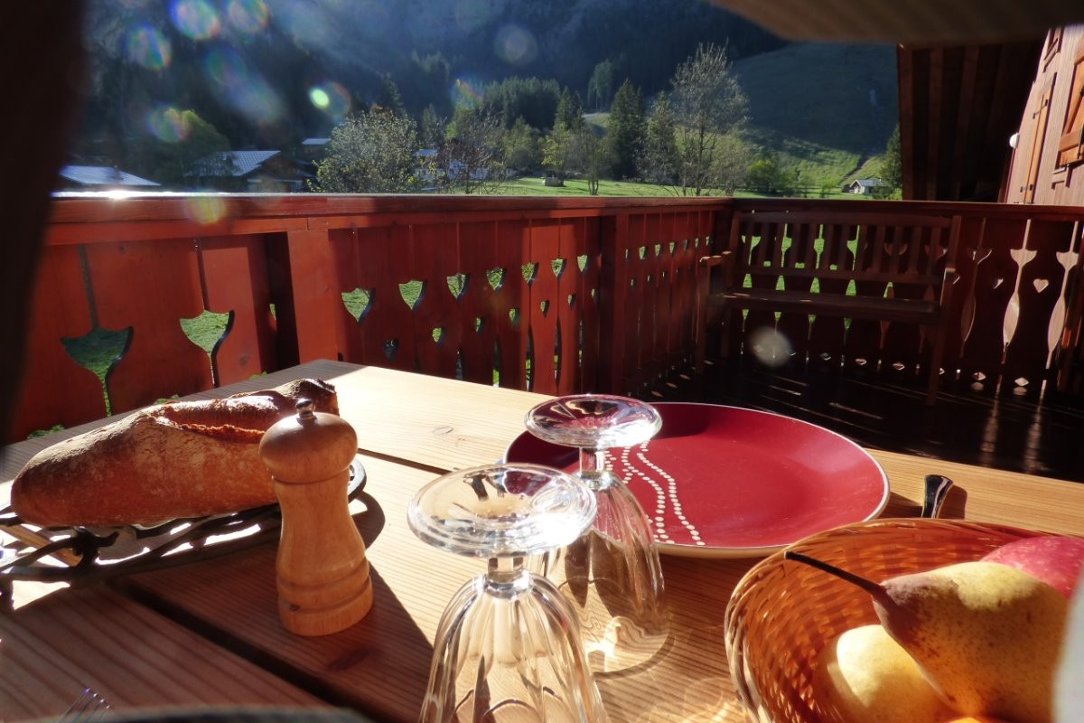 La terrasse ensoleillée pour vos repas en face de la montagne sans vis--àvis
