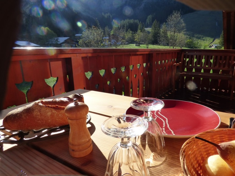 La terrasse ensoleillée pour vos repas en face de la montagne sans vis--àvis