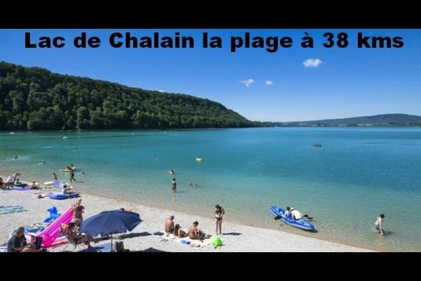 the Lac de Chalain beach 38 km away