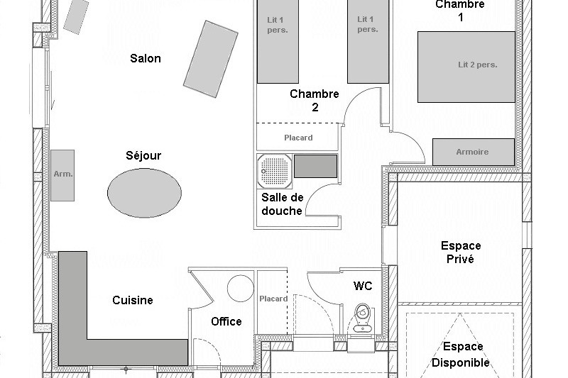 Plan de la maison - Espace garage disponible