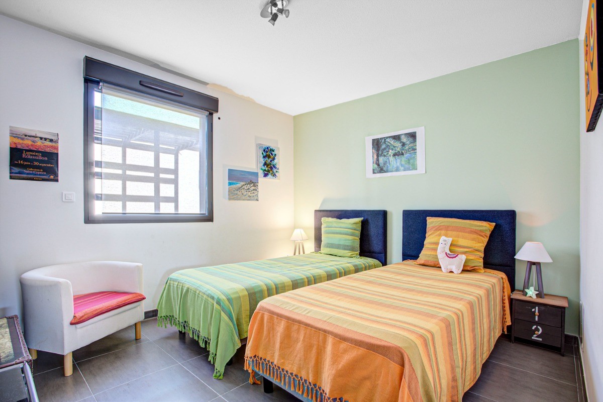 Chambre climatisée côté couchant, avec deux lits de 90 X 200 Bonne nuit les Petits !