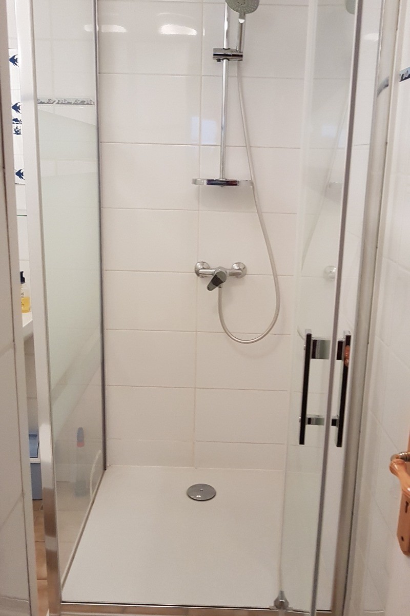 Douche grande dimension dans la salle d'eau-WC