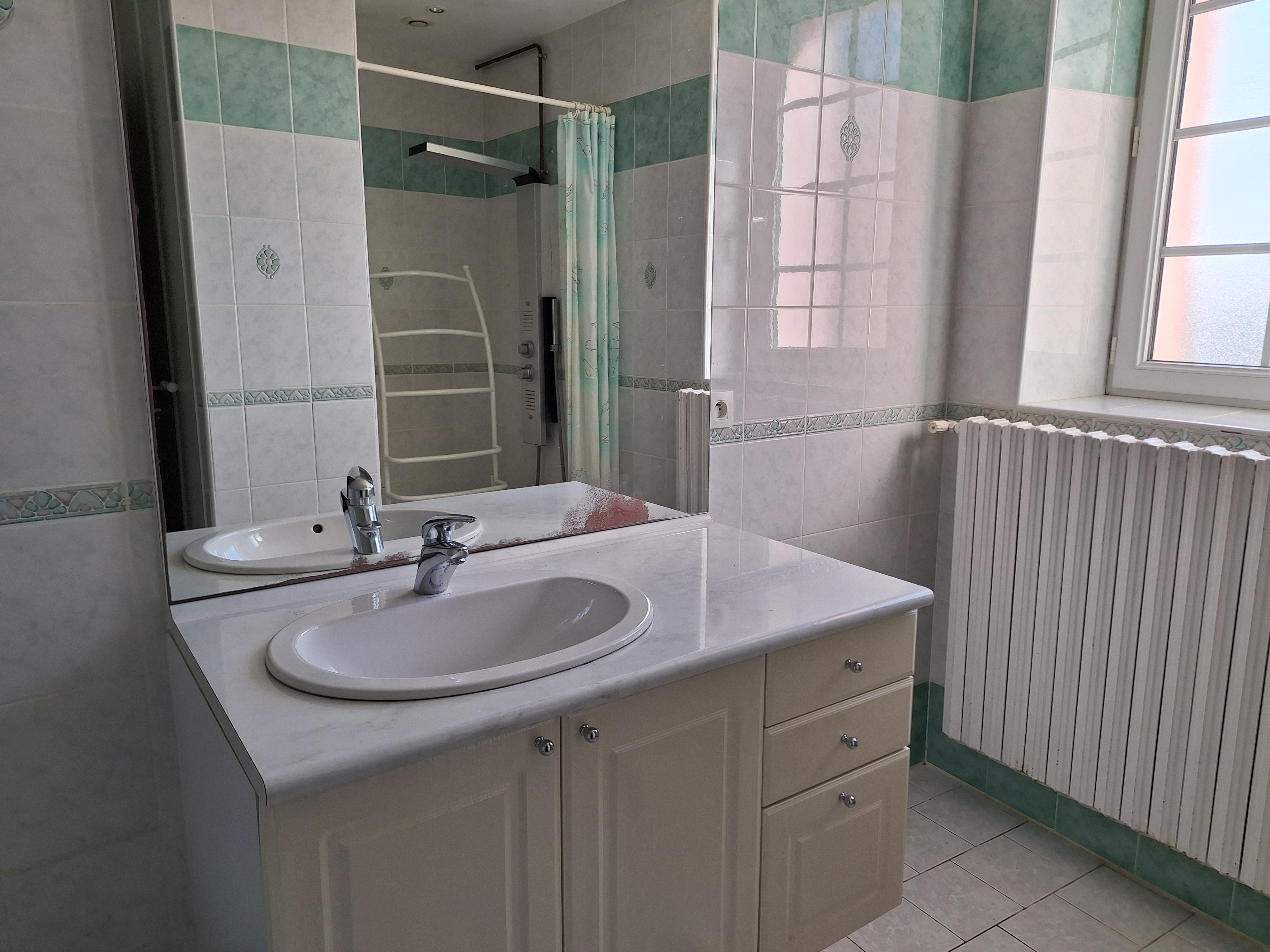 salle de bain ave douche et baignoire