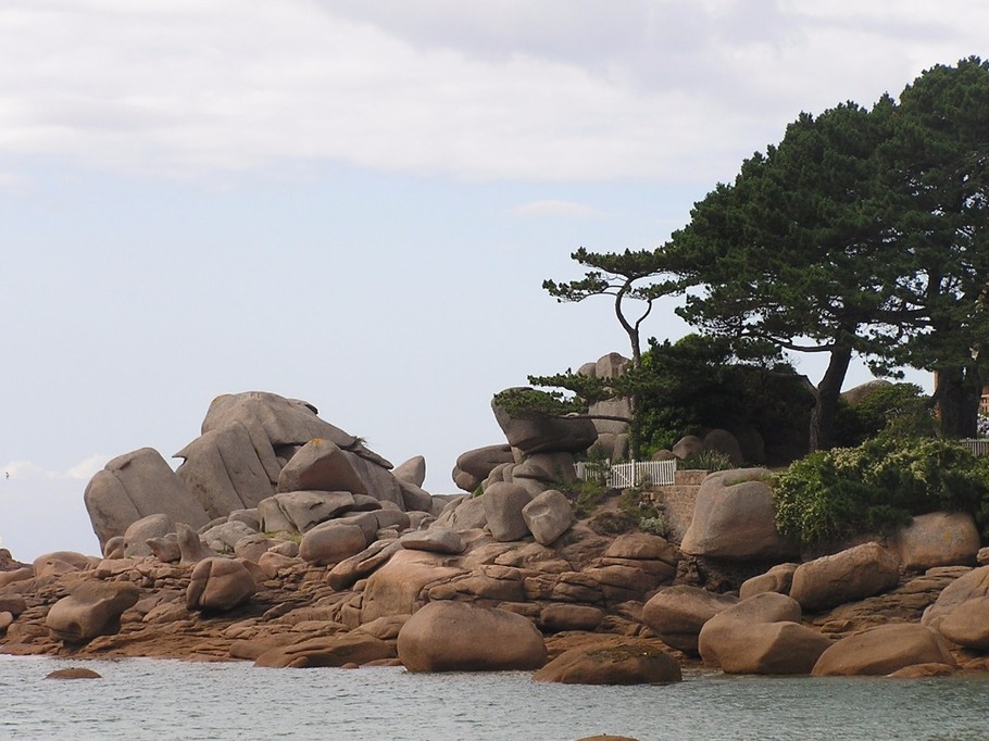 the pink granite coast from the sea