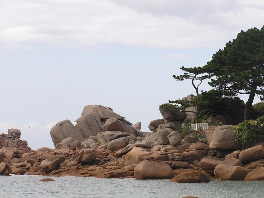 the pink granite coast from the sea