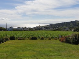 Depuis la terrasse, le cap de la Chèvre et la baie de Douarnenez