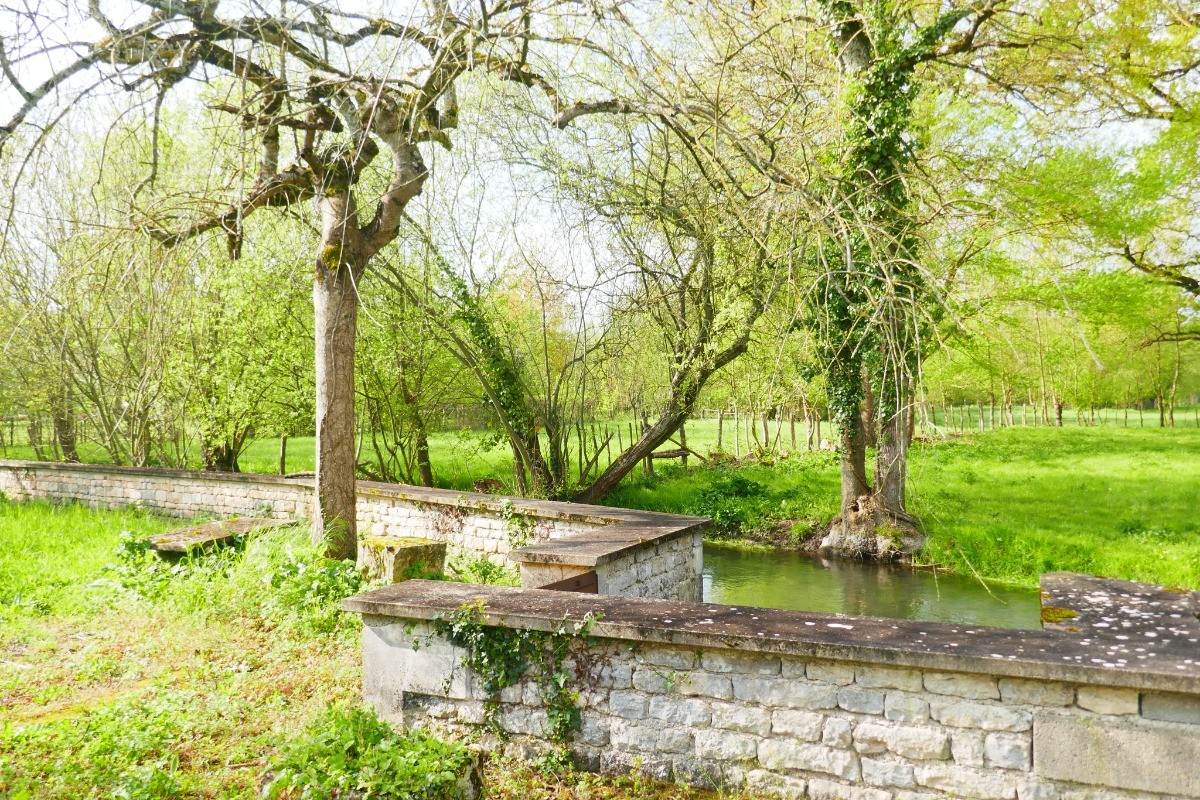 L'accès à a rivière au bord du jardin