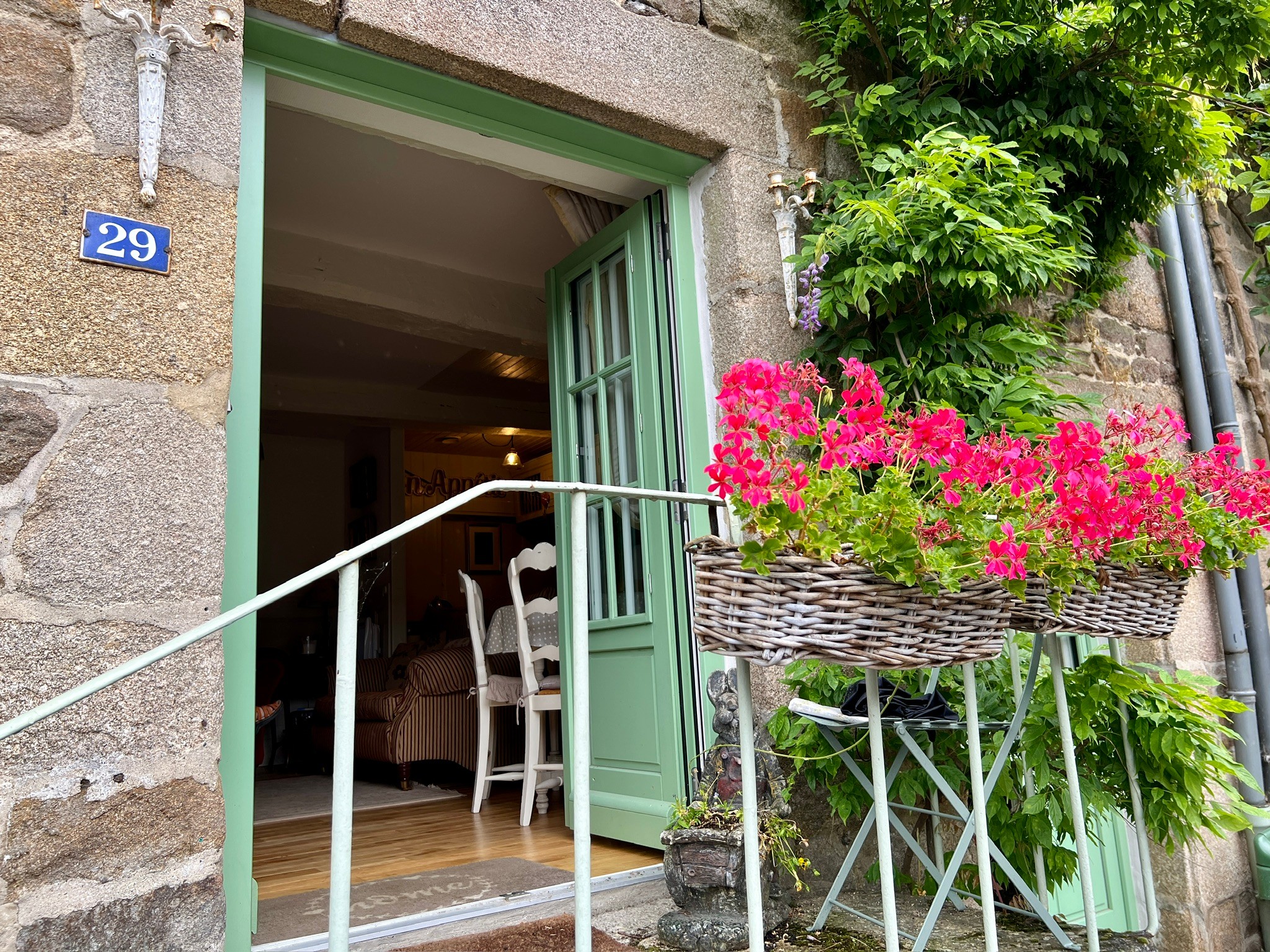 Charming cottage entrance in Dinan Port just steps from riverside walks and restaurants
