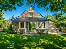 An overview of the holiday cottage with its veranda