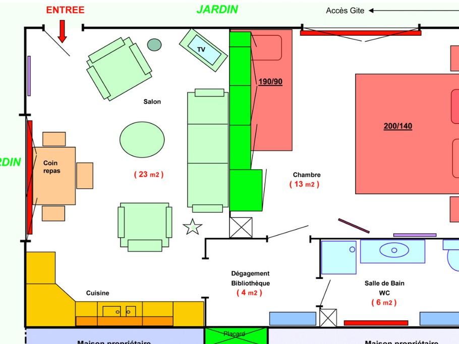 Le plan du gîte