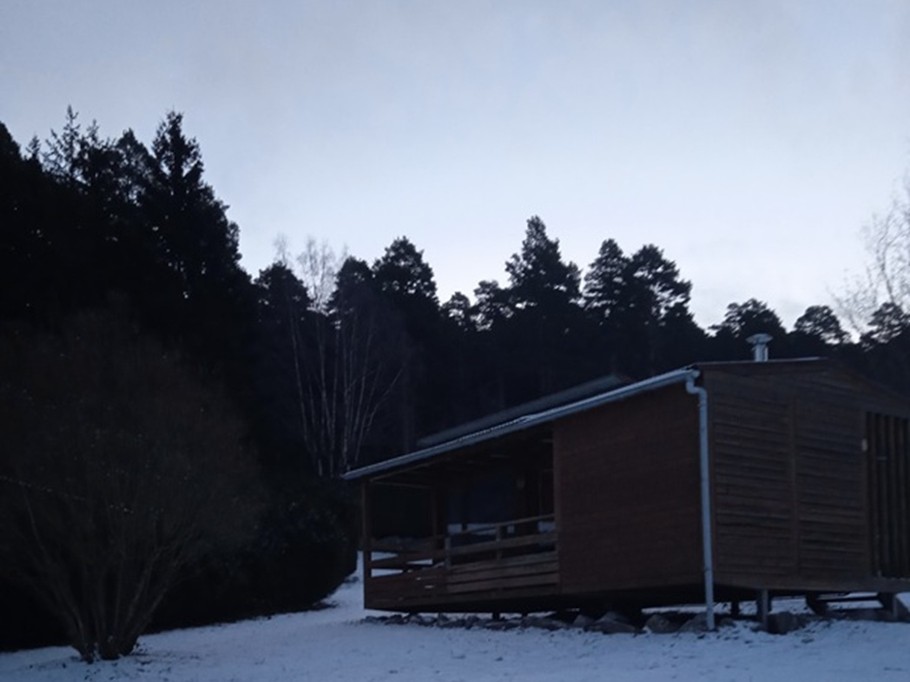 View of chalet 45 in the snow
