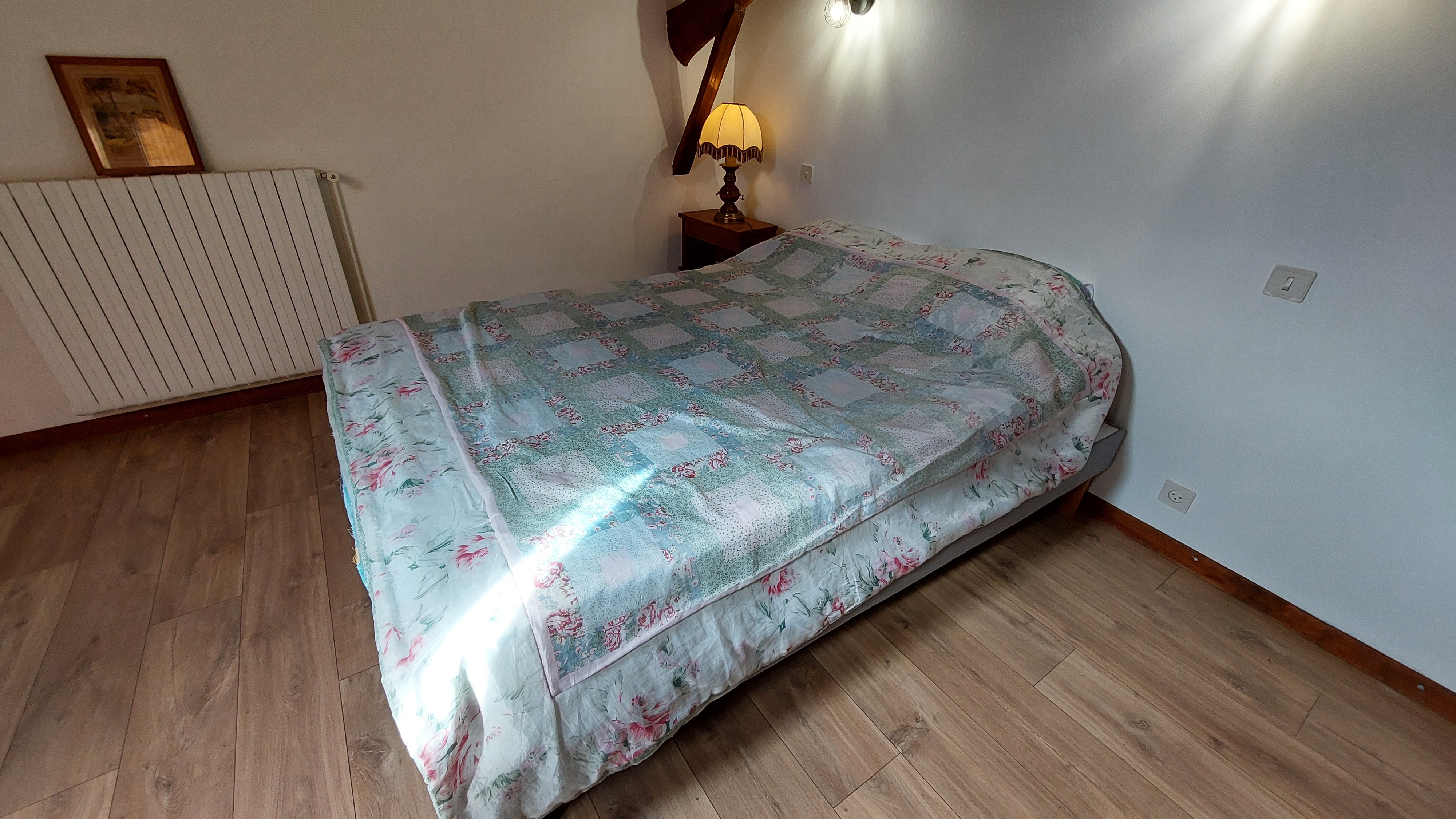 Bright room with double bed in rural gîte for 6 people