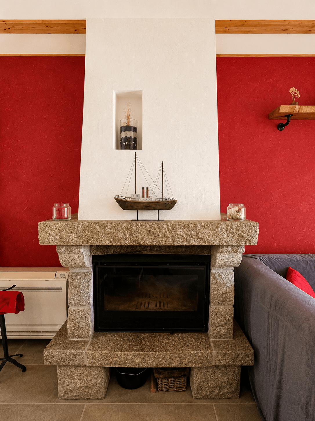The fireplace