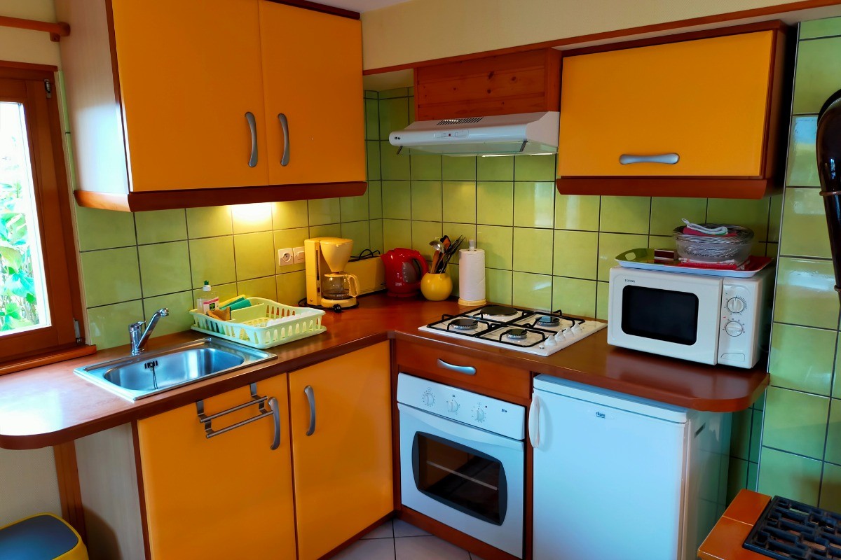 cuisine aménagée avec four et micro ondes
