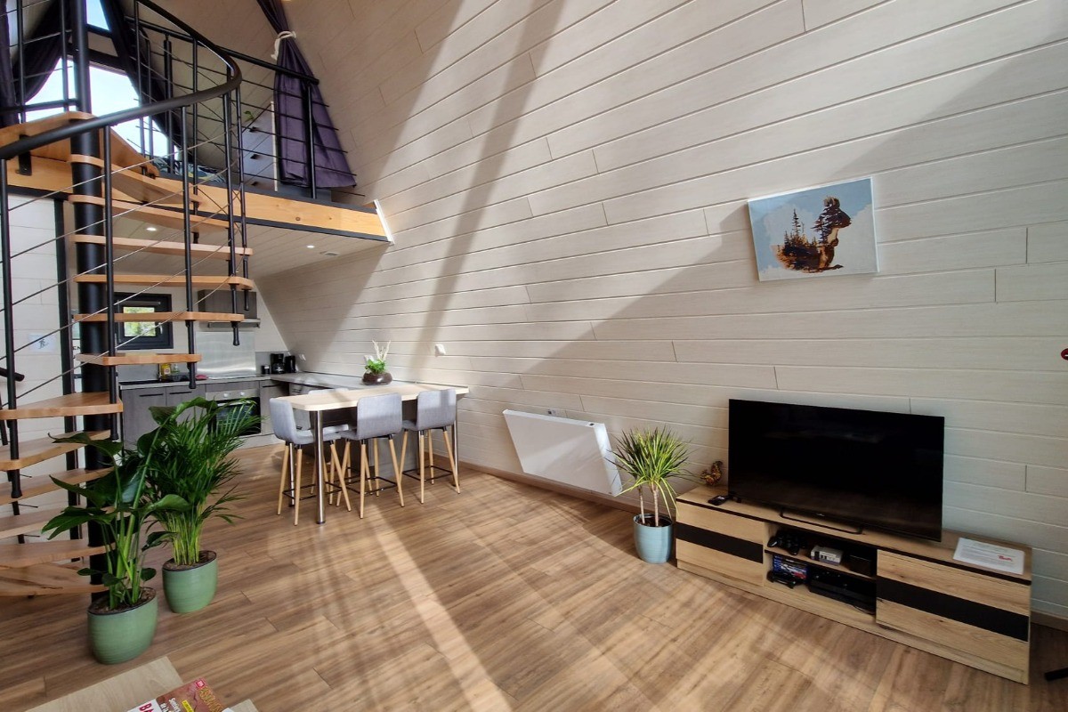 Espace salon/séjour et cuisine - Chalet Ecureuil