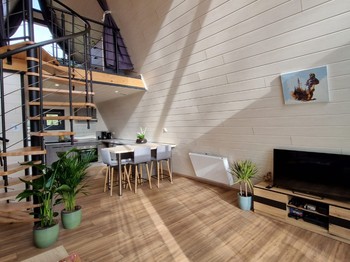 Espace salon/séjour et cuisine - Chalet Ecureuil