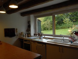 The kitchen overlooks the garden
