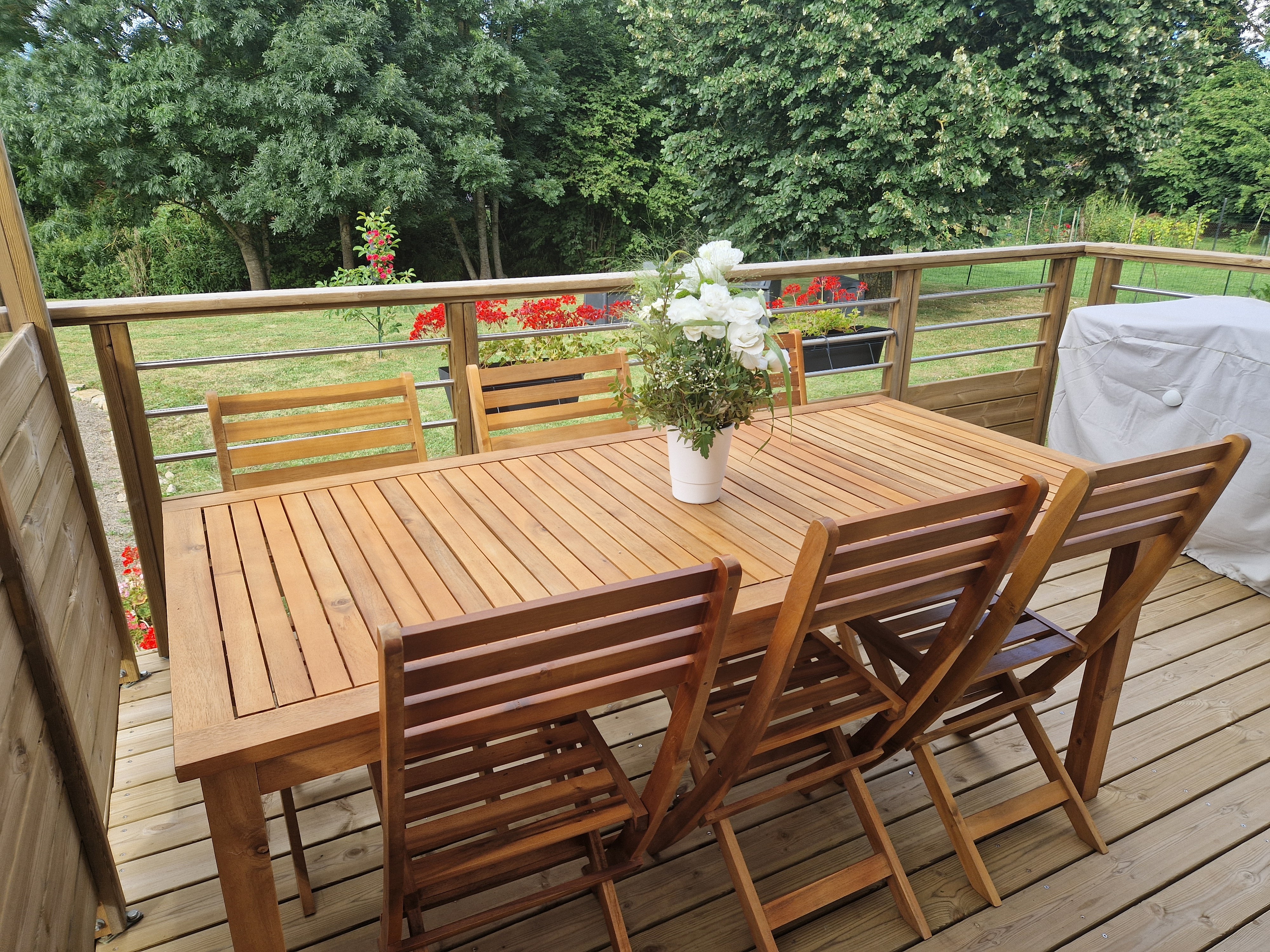 Terrace - Gite les bords de l'Amezule, gite Bergamotte