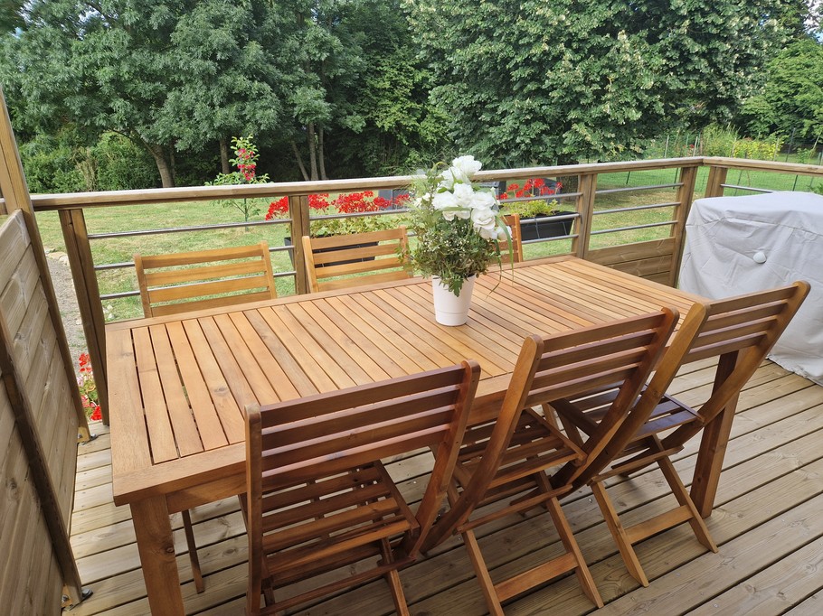 Terrace - Gite les bords de l'Amezule, gite Bergamotte