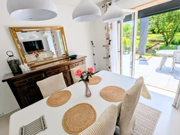 Cosy dining room with garden furniture on the terrace