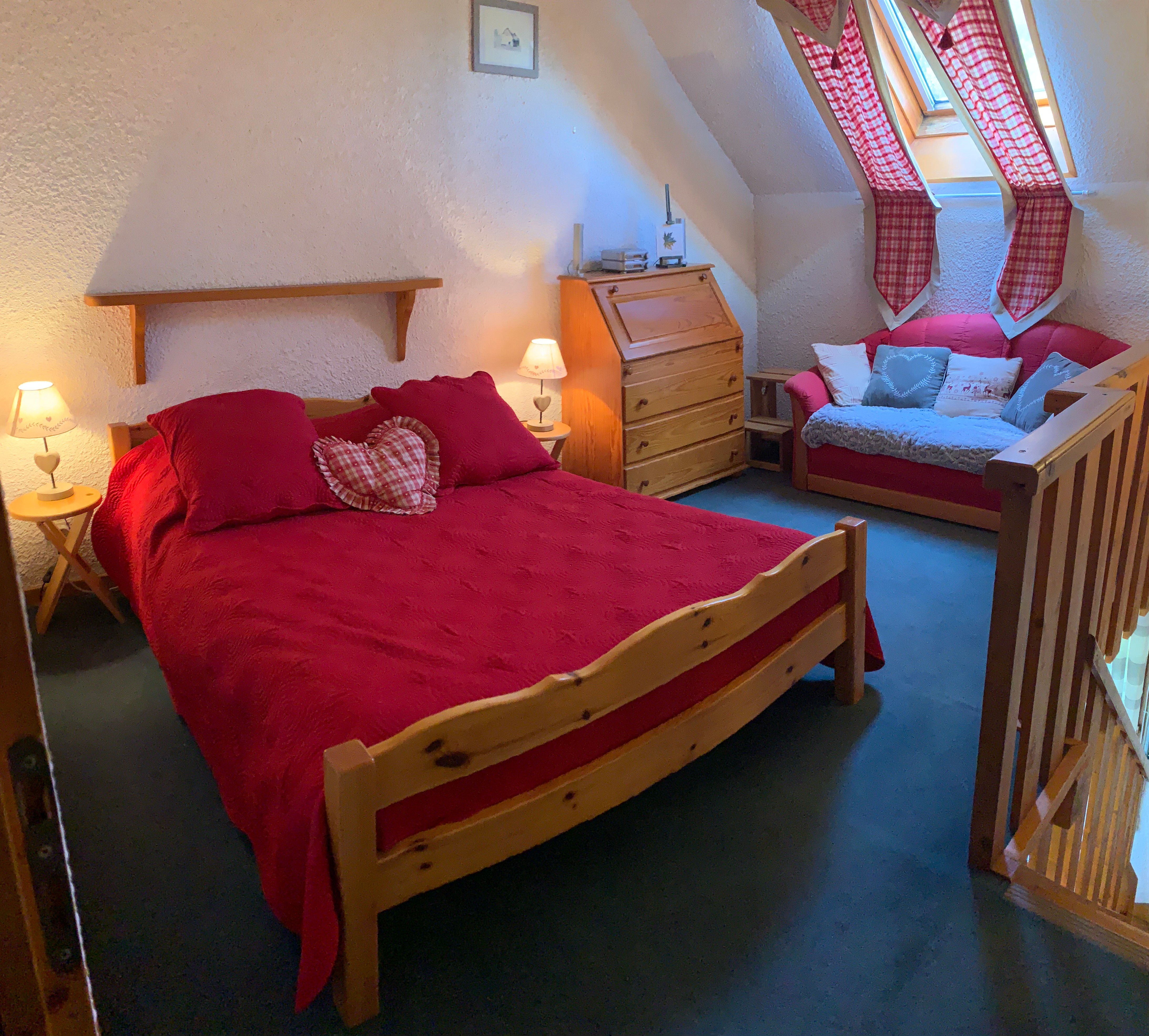 Chambre 1 en mezzanine lit en 140 X 190